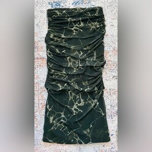 Zara Marble Print Draped Tulle Midi Tube Dress size XS